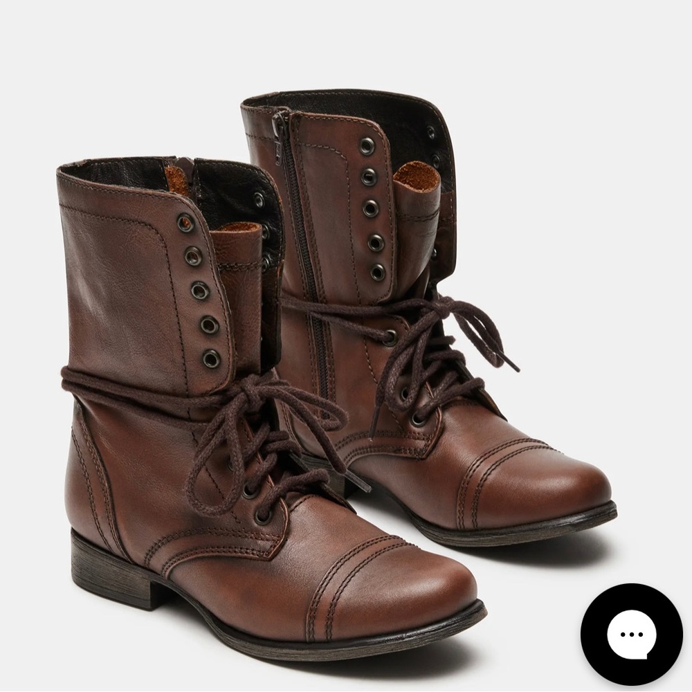 Steve Madden Troopa Combat Boots- Brown Leather, Size 8